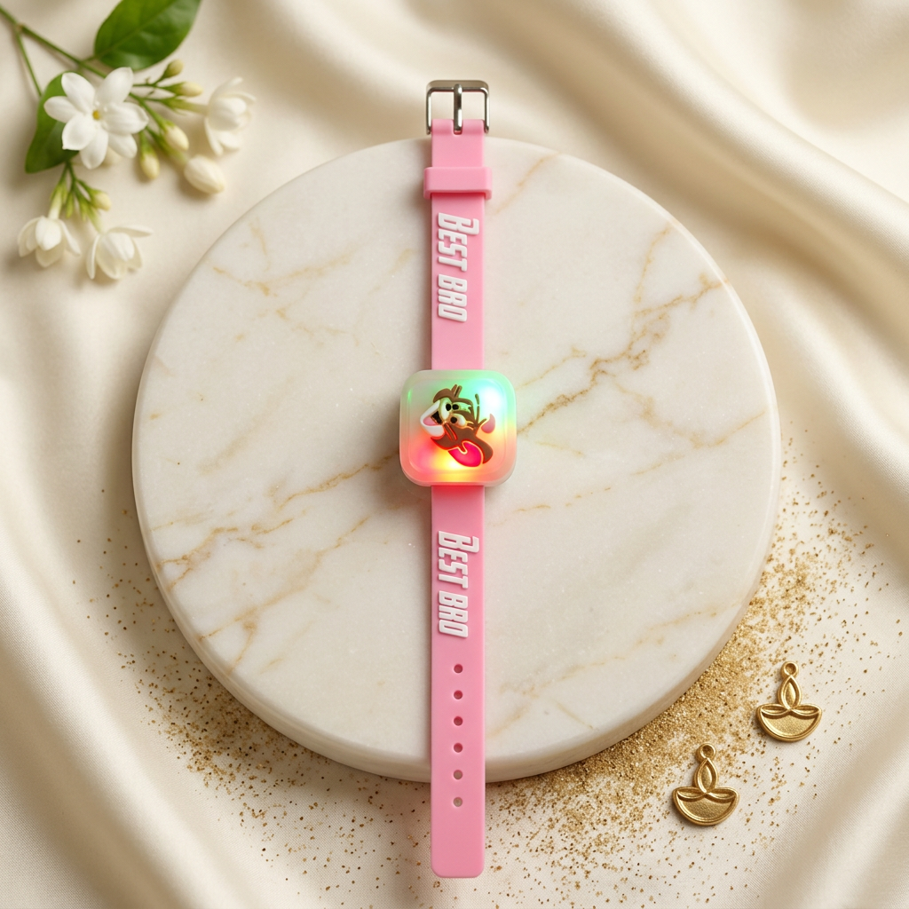 Pink LED Light Up Best Bro Kids Rakhi