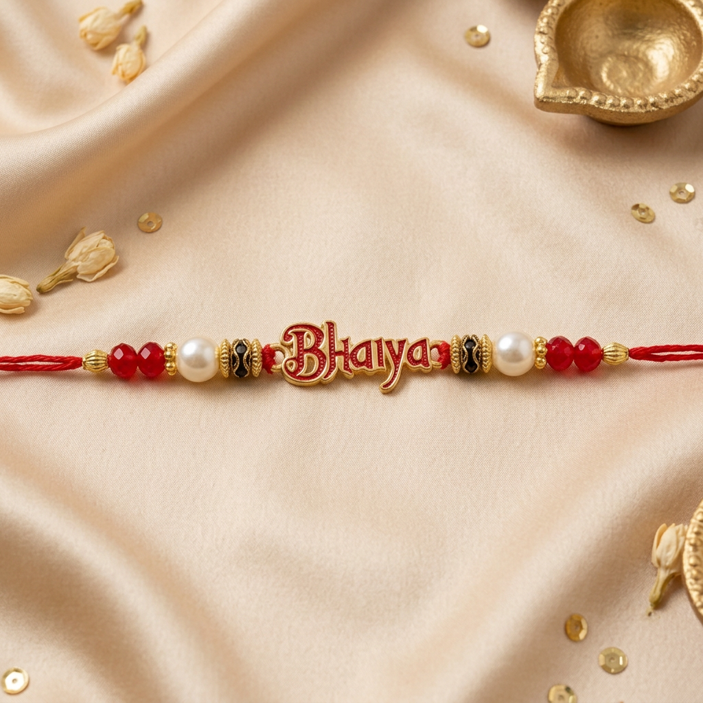 Bhaiya Designer Rakhi with Beads and Pearls