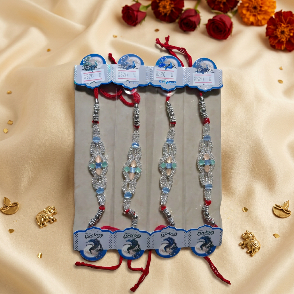 Gopal Silver Stone Studded Rakhi