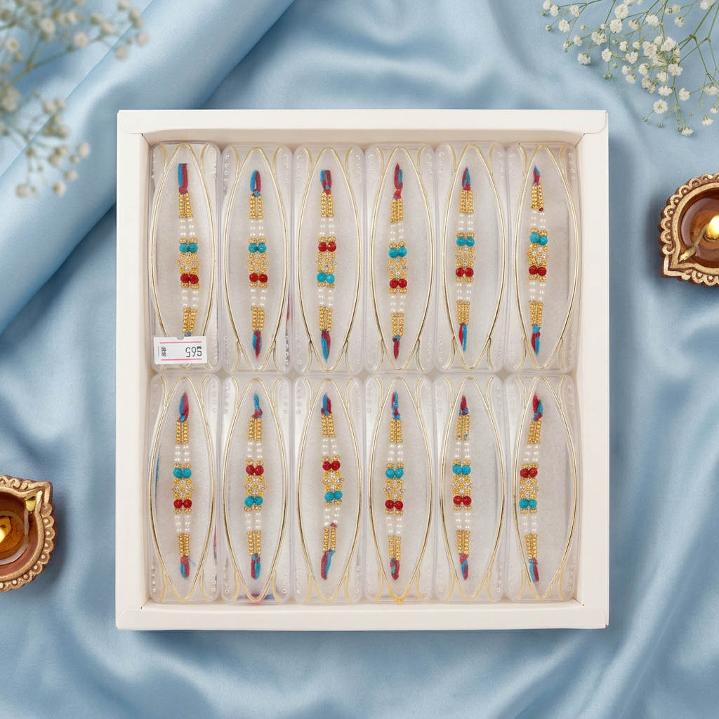 Traditional Beaded Rakhi Set of 12