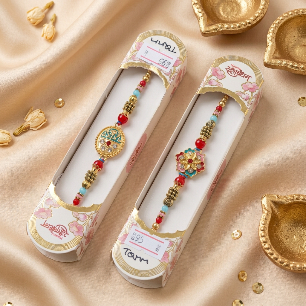 Traditional Designer Beaded Rakhi Pair