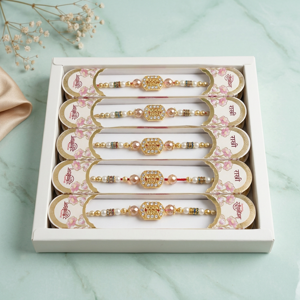 TOKK Cool Bro Gold-Plated Beaded Rakhi