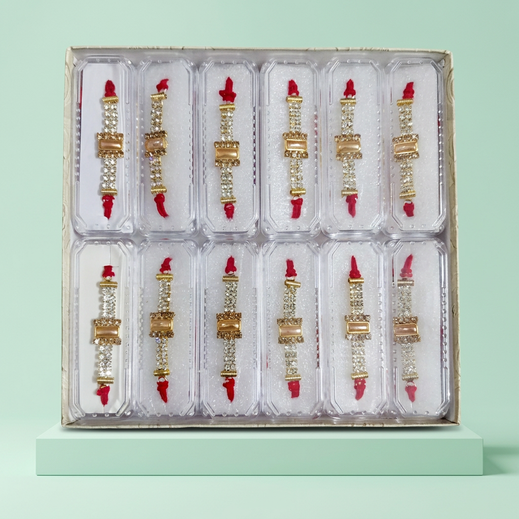 Stone Studded Designer Rakhi Pack of 12