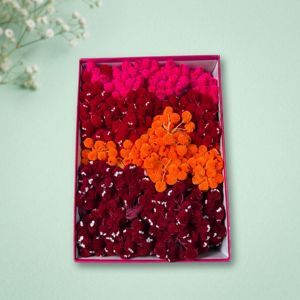 Multicolor Pom Pom Lumba Rakhi Assortment Box