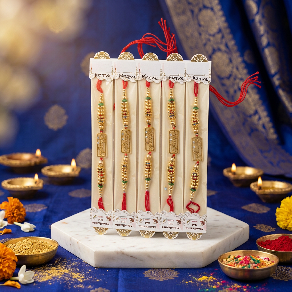 Manikanta Sai Golden Bhaiya Rakhi Set