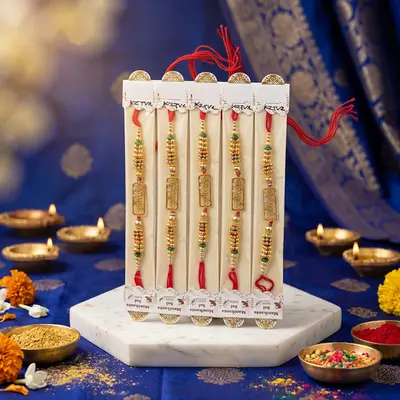 Manikanta Sai Golden Bhaiya Rakhi Set